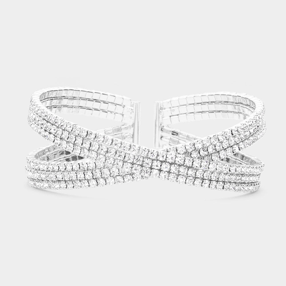 Jewel - clear criss Kross adjustable pave rhinestone bracelet