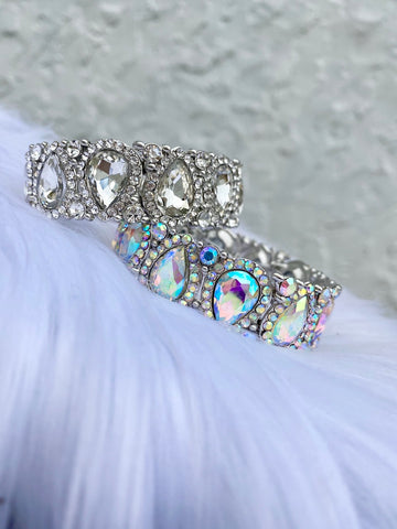 Kyma - clear teardrop crystal rhinestone stretch bracelet