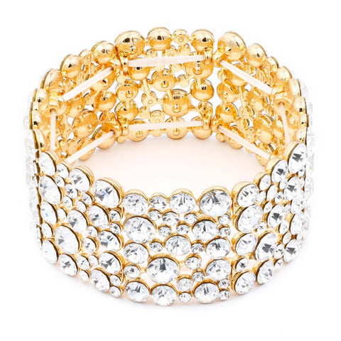 Lira - clear gold stretch bubble rhinestone bracelet