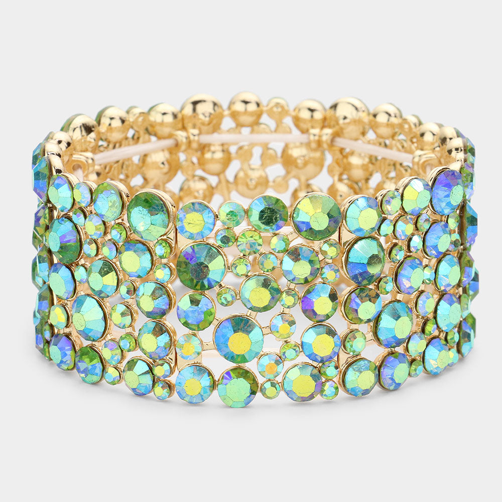 LIRA - green ab stretch bubble rhinestone bracelet
