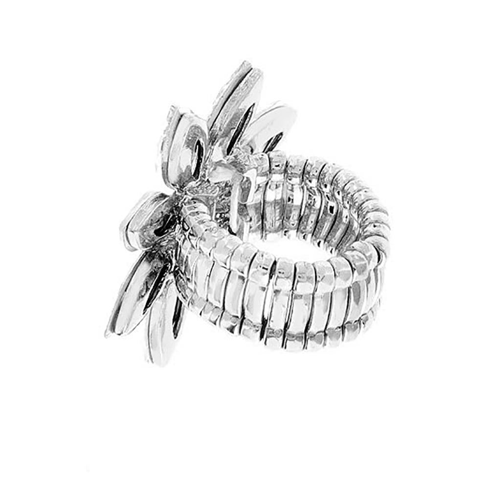 aria - clear silver marquise rhinestone stretch flower ring