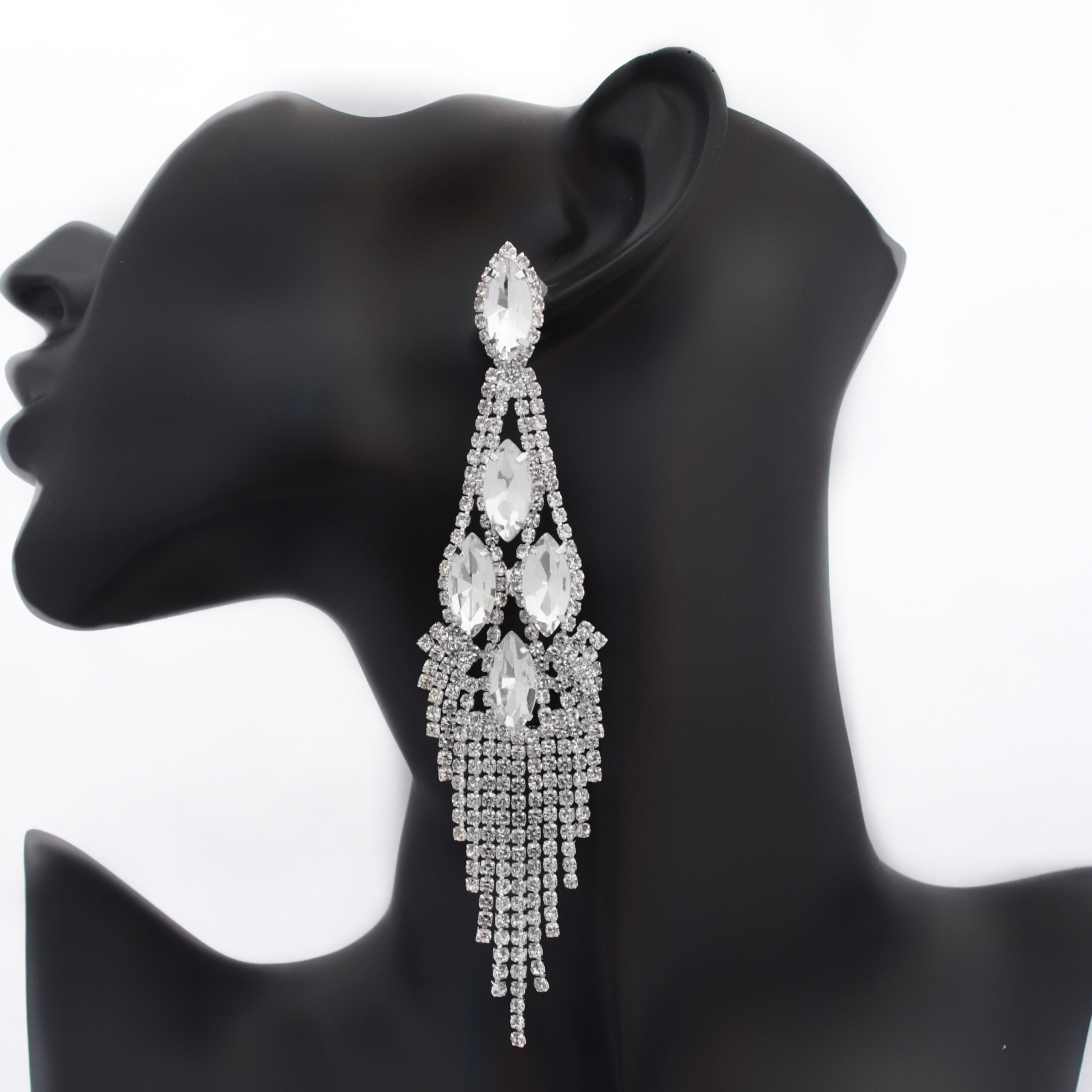 Enchanted - clear marquise dangle rhinestone earrings