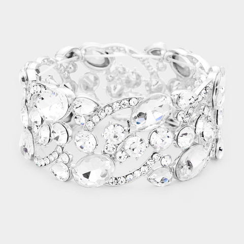 Gia - clear pave accented stretch rhinestone bracelet