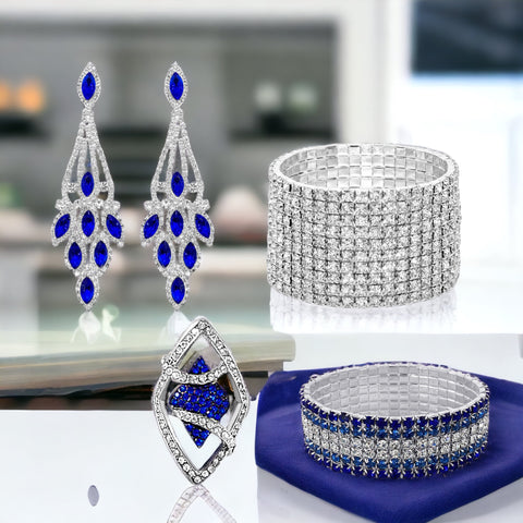 Indira - clear sapphire pave rhinestone 5 piece jewelry set