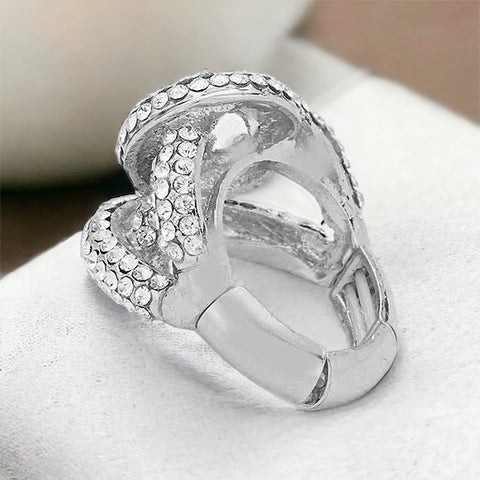 OLIVIA - clear silver twisted rhinestone ring