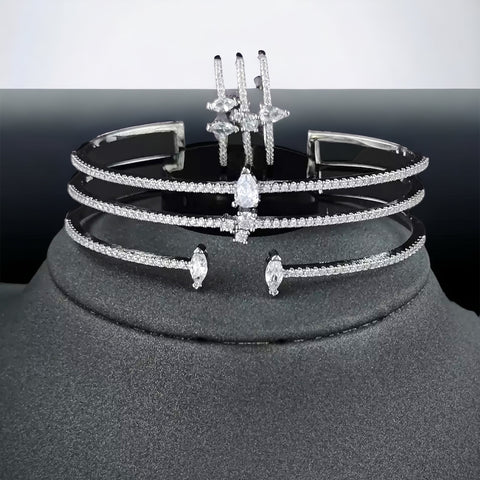 Layla- clear silver pave rhinestone jewelry set