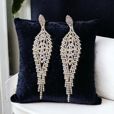 JASMINE - ab gold teardrop rhinestone earrings