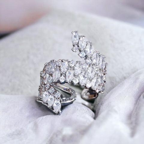 KARRIE - Clear Marquise Double Row CZ Adjustable Ring
