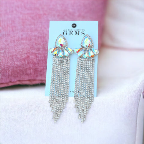 J'adore - clear ab silver cluster rhinestone earrings