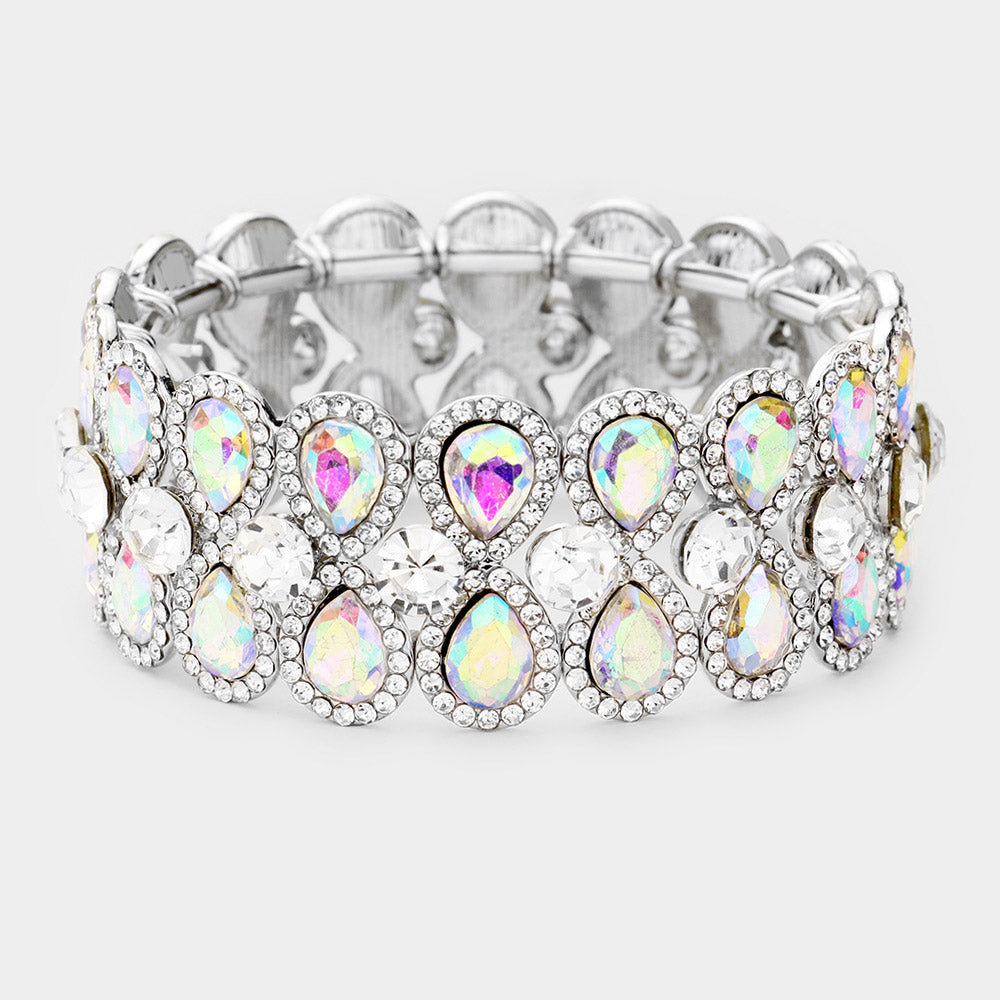 Jessie - clear ab mini teardrop crystal rhinestone stretch bracelet