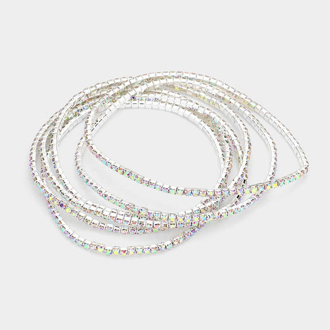 Madison Stack -ab silver 1 line stretch bracelets