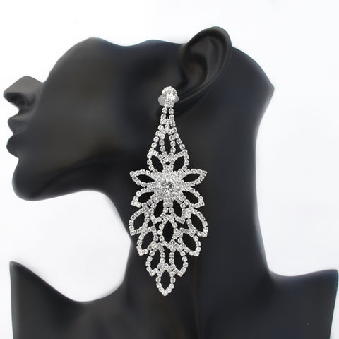 Maya - clear silver chandelier rhinestone earrings