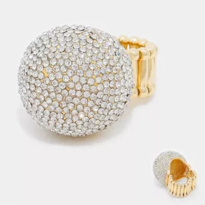 Paulina - clear gold pave ring