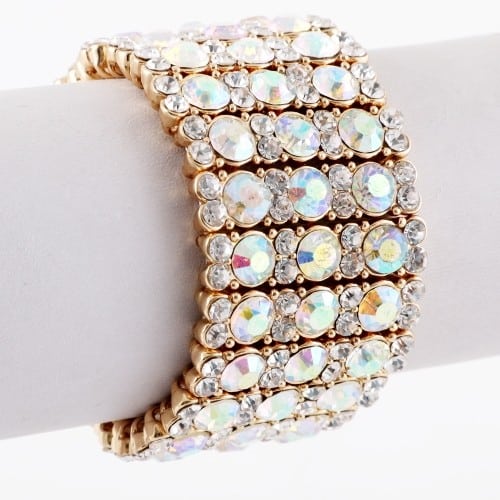 Sanja ab gold accented rhinestone stretch bracelet